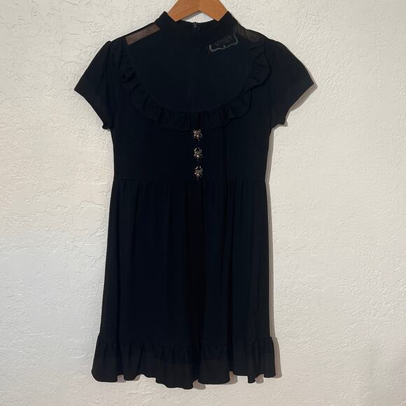 Killstar Goth Black Dress XS Spider Button Mesh Ruffle Witchy - Picture 8 of 12